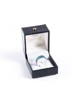 Estuche forrado de polipiel imitacion cocodrilo para sortija anillo con patilla lengueta E-6-SP