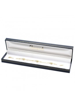 Estuche azul forrado de imitacion piel para pulsera extendida de joyeria bisuteria y joyas J-01-PE-A