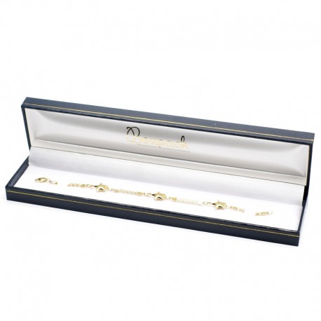 Estuche azul forrado de imitacion piel para pulsera extendida de joyeria bisuteria y joyas J-01-PE-A
