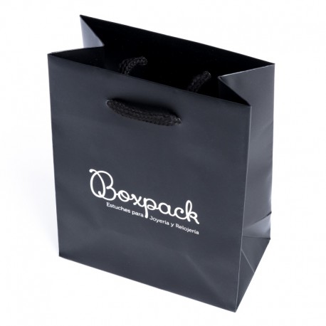 Bolsa de papel mate negra para joyeria bisuteria y relojeria B-M