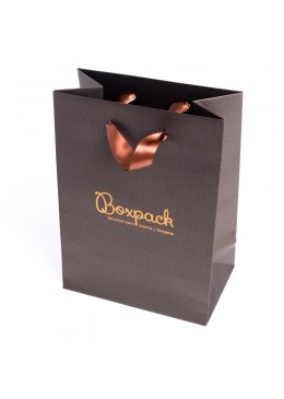 Bolsa marron de papel con asa de cinta de raso para joyeria bisuteria y relojeria BQ-M