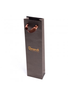 Bolsa marron de papel con asa de cinta de raso para joyeria bisuteria y relojeria BQ-B