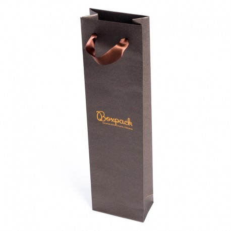 Bolsa marron de papel con asa de cinta de raso para joyeria bisuteria y relojeria BQ-B