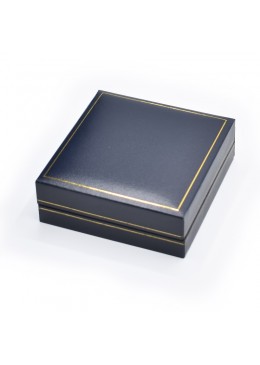 Estuche azul forrado de imitacion piel para juego de gemelos y sujeta corbata de joyeria bisuteria y joyas J-09-GS-A