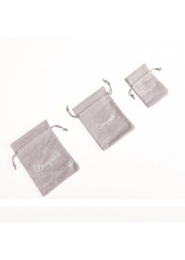 Bolsa de terciopelo color gris para joyeria bisuteria y joyas