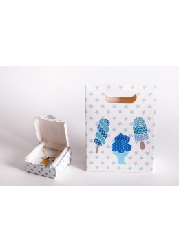 Caja y bolsa de carton infantil para joyeria de bebe