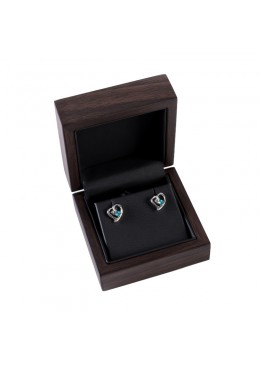 ESTUCHE MADERA NOGAL O MARRON PENDIENTES 70x70x36 mm CU-2-M