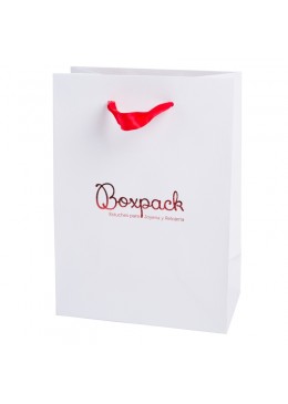 Bolsa de papel con asa de cinta de raso rojo para joyeria bisuteria y relojeria BQ-M