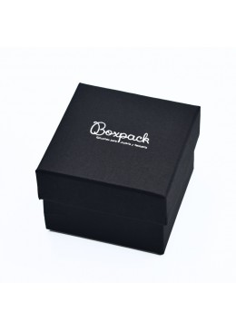Caja de carton negra forrada de papel para anillo sortija de joyeria y bisuteria EP-43