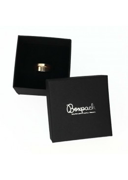 Caja de carton negra forrada de papel para anillo sortija de joyeria y bisuteria EP-43