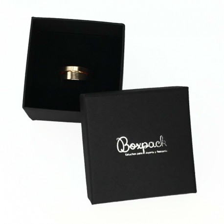 Caja de carton negra forrada de papel para anillo sortija de joyeria y bisuteria EP-43