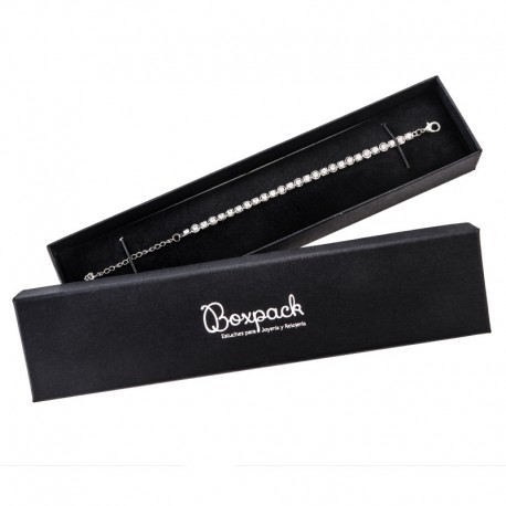 Caja de carton negra para pulsera extendida de joyeria y bisuteria EP-51